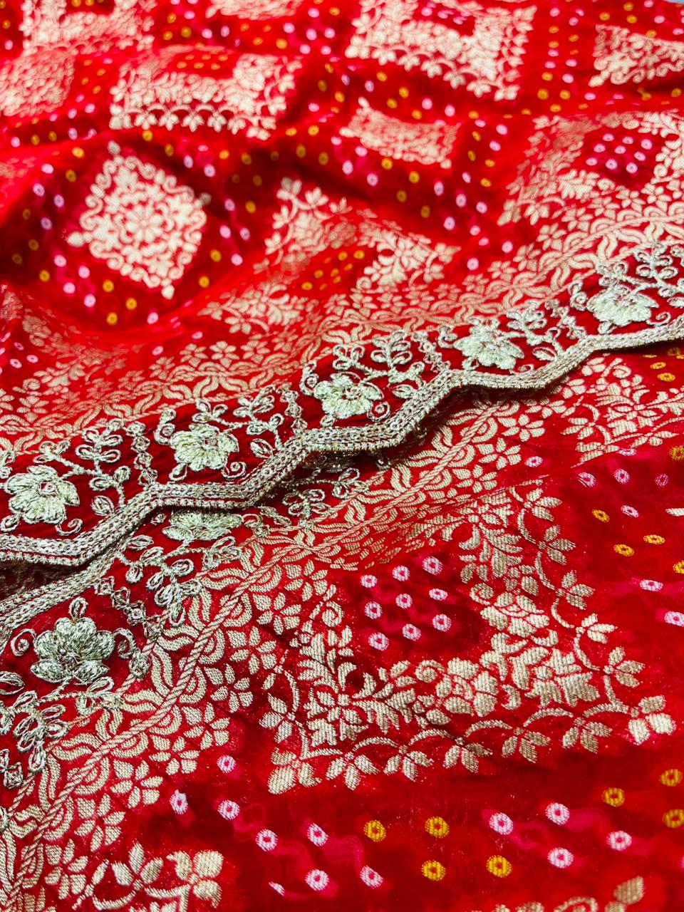 K.R KASAT - Red Bandhani Fabric